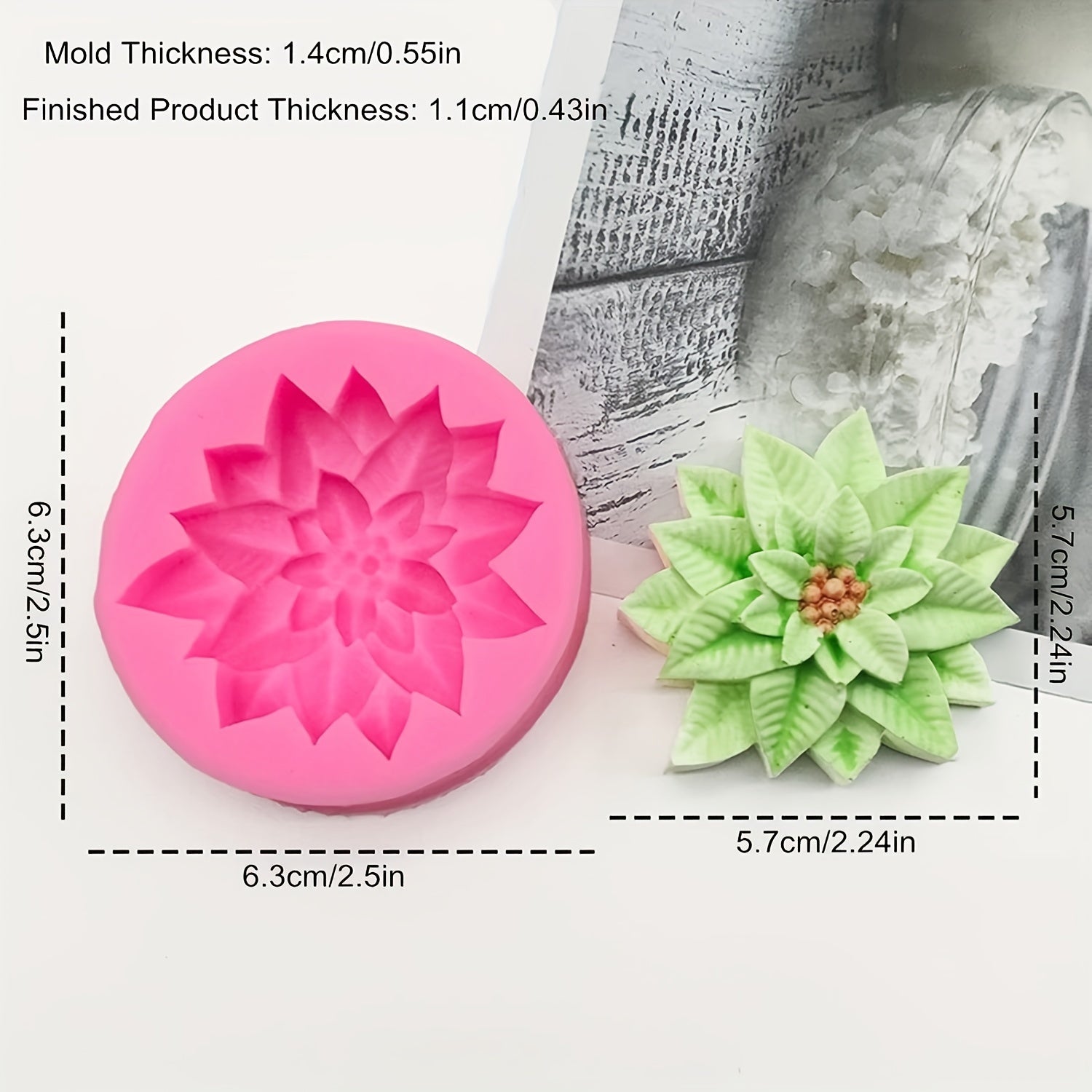 Silicone Mold Set for Christmas Holly Leaf 2 Pieces for Baking and Crafts