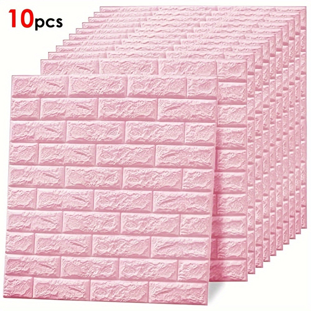 Pack de 5, 10 o 20 paneles de pared de vinilo rosa, adhesivos autoadhesivos impermeables en 3D, para decoración del hogar