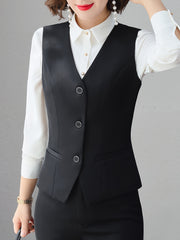Women's Sleeveless V-Neck Blazer with Tie Back Polyester Elastane Dark Blue