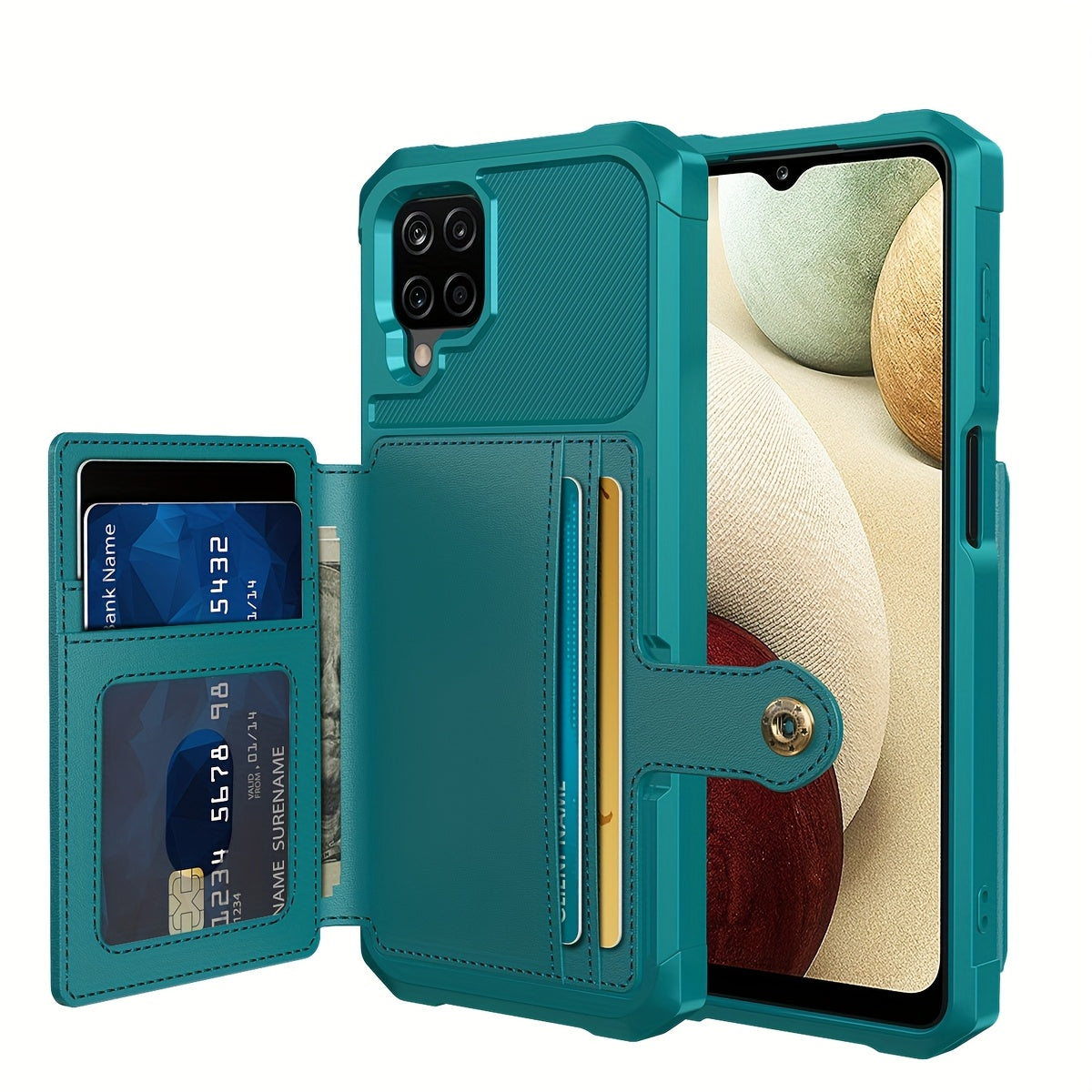 Faux Leather Card Holder Phone Case for Galaxy A55 5G A35 5G with Card Slot Shockproof Durable TPU Flip Wallet