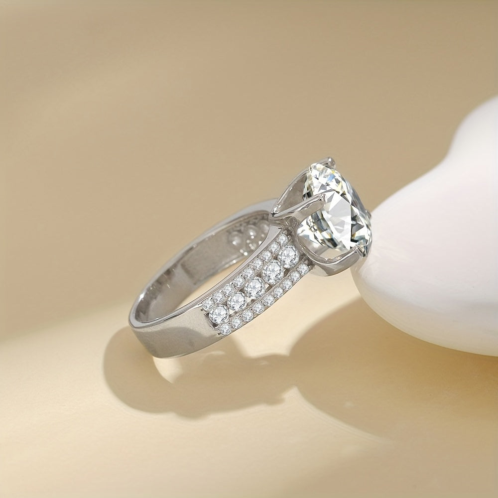 Vintage Moissanite Engagement Ring 5CT White Gold-Plated Sterling Silver Wedding Jewelry