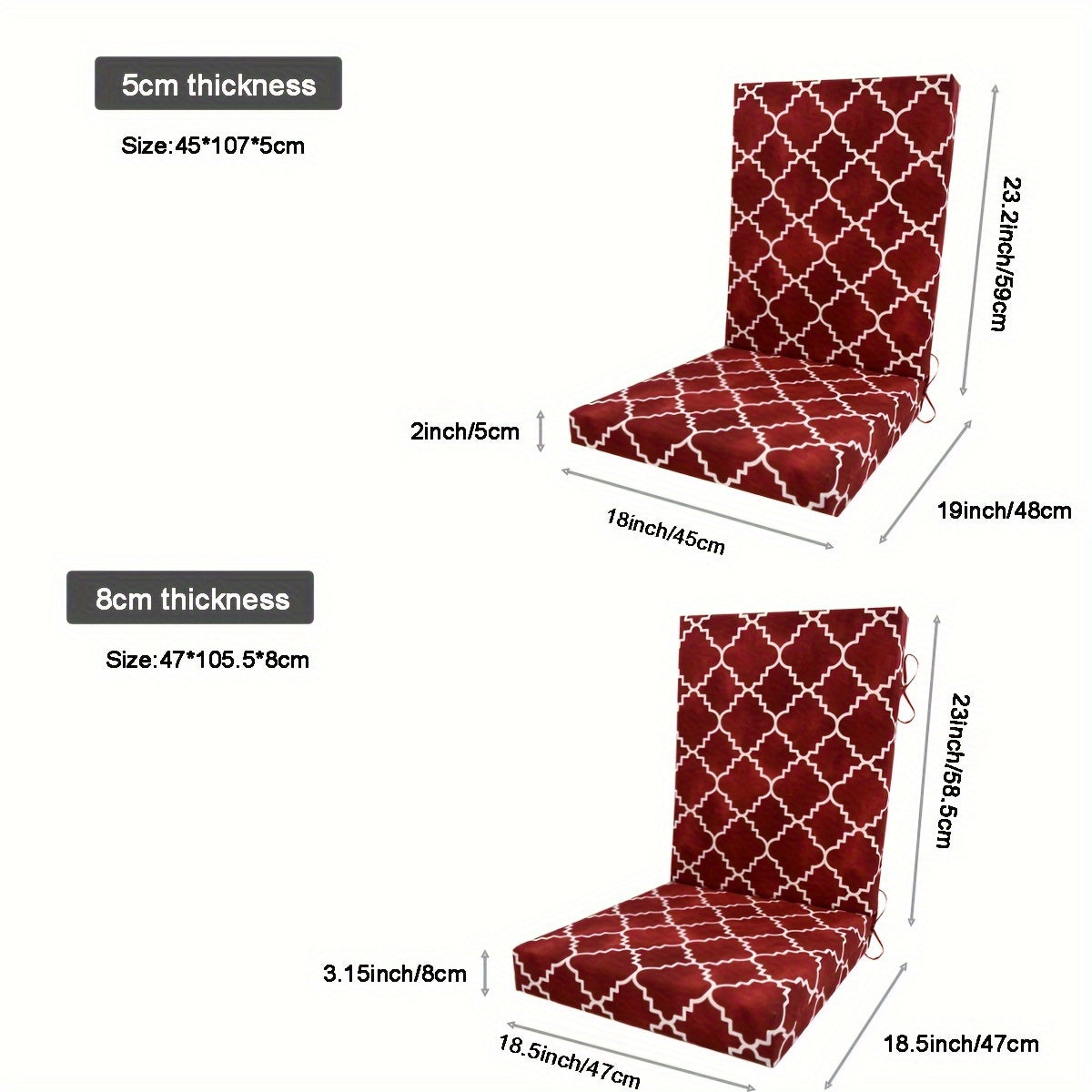 Boho Outdoor High Back Chair Cushion UV-Resistant Polyester Machine Washable