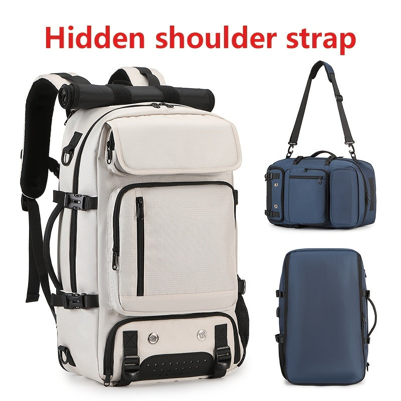 Black Waterproof Hiking Backpack with Shoe Compartment and Adjustable Straps