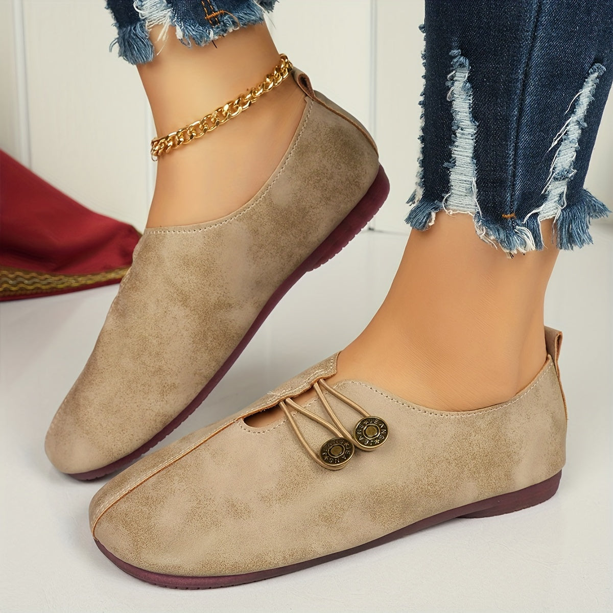 Zapatos planos de mujer de cuero cómodos y casuales en negro