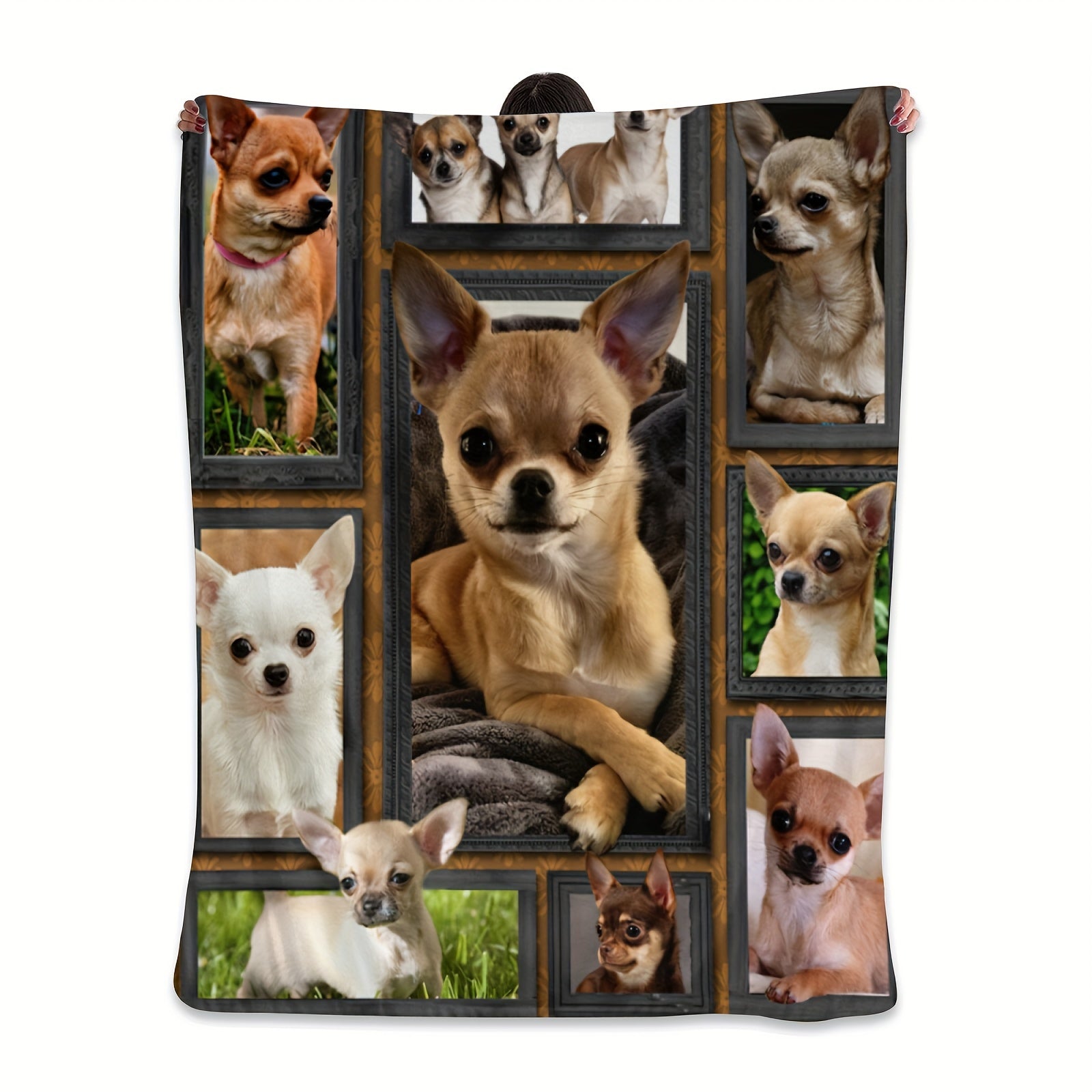 Chihuahua Dog Print Flannel Blanket Soft Warm Throw for Couch Bed Camping