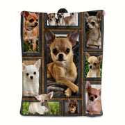 Chihuahua Dog Print Flannel Blanket Soft Warm Throw for Couch Bed Camping