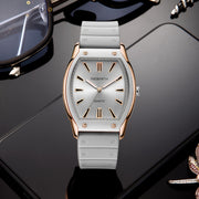 Women's Digital Quartz Watch with Barrel Silicone Strap and Plastic Case
