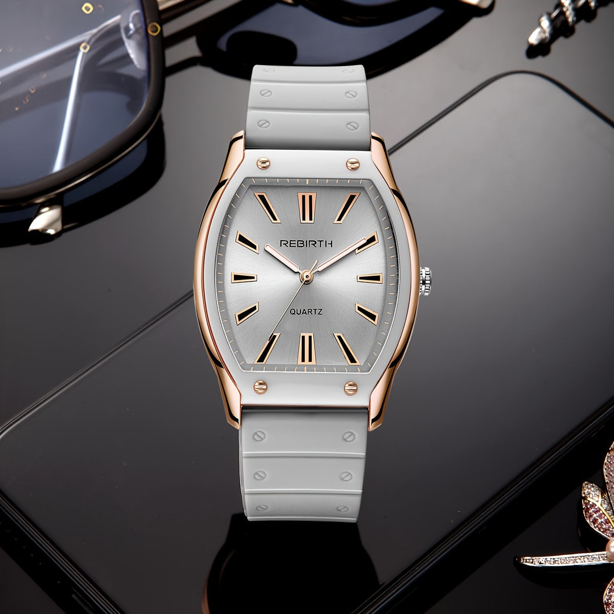 Women's Digital Quartz Watch with Barrel Silicone Strap and Plastic Case