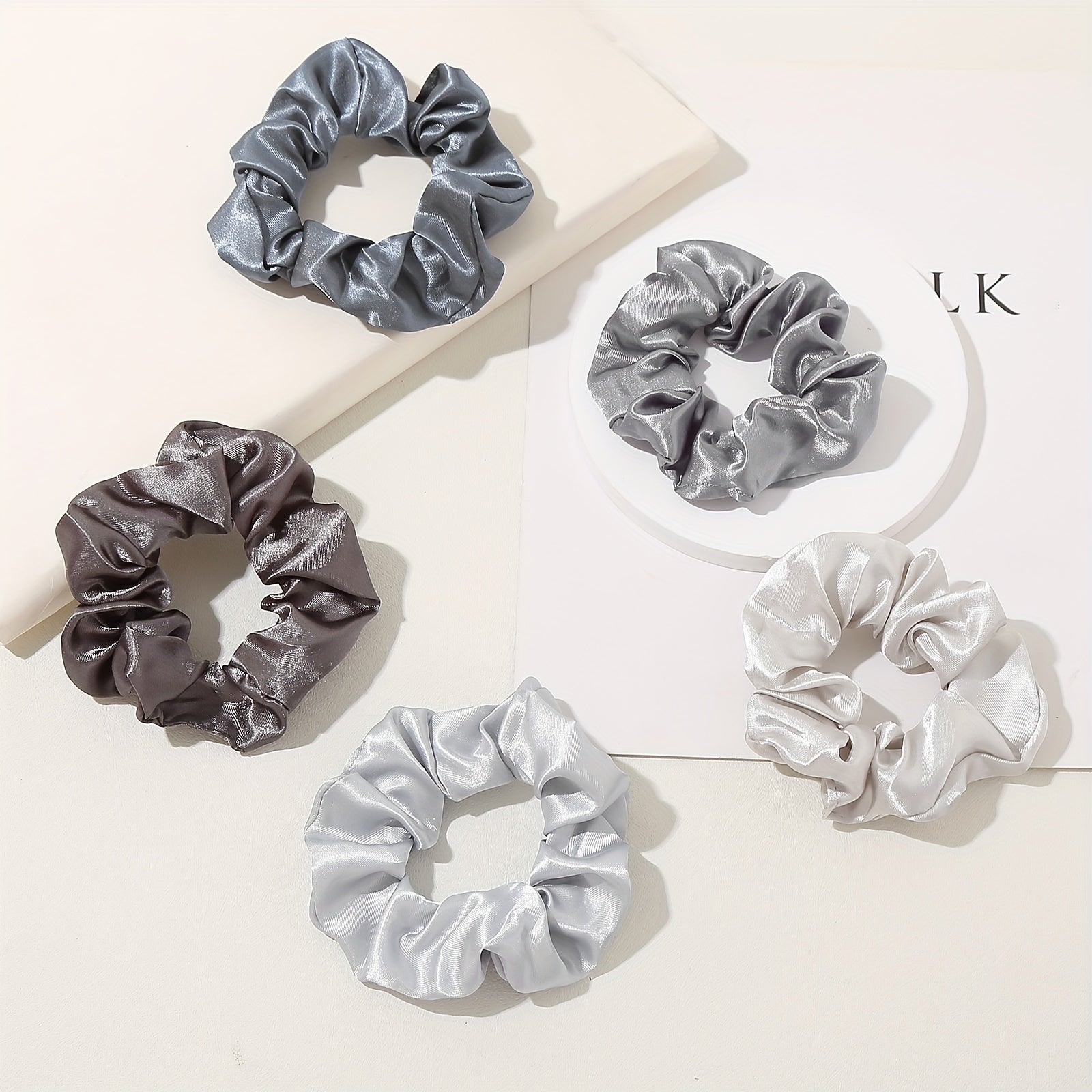Set of 45/55/60 Satin Imitation Silk Hair Scrunchies for Women and Curly Hair