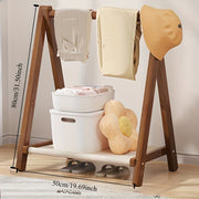 Foldable Wooden Coat Rack with Shoe Storage Freestanding Entryway Organizer