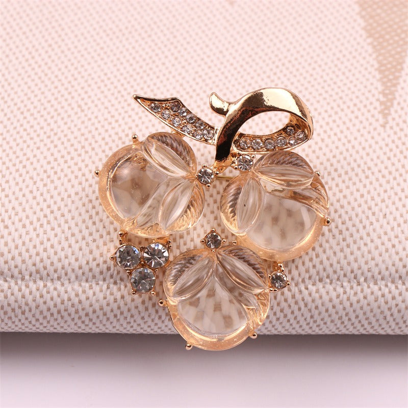 Enamel Brooch in Transparent Jelly Grape Design Cute Cartoon Badge Gift for Friends