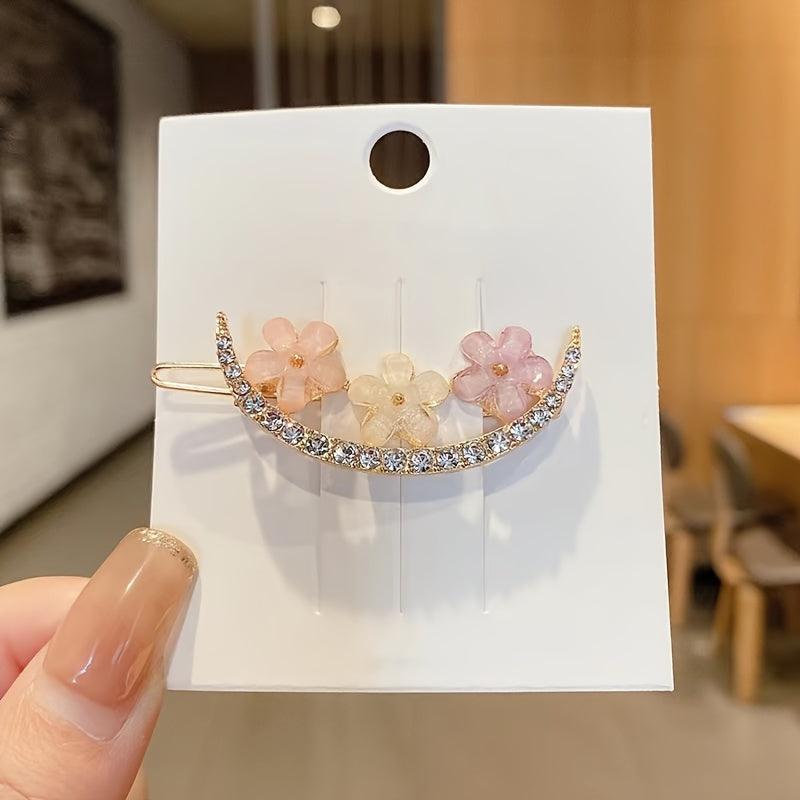 Set de horquillas con flores coreanas para mujer, accesorios elegantes de aleación para el cabello para niñas