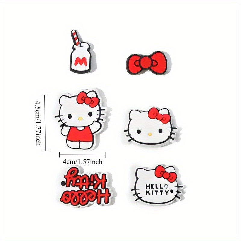 6pcs Girl Shoe Buckles Thick PVC Bow Decorations Detachable Cute Cartoon