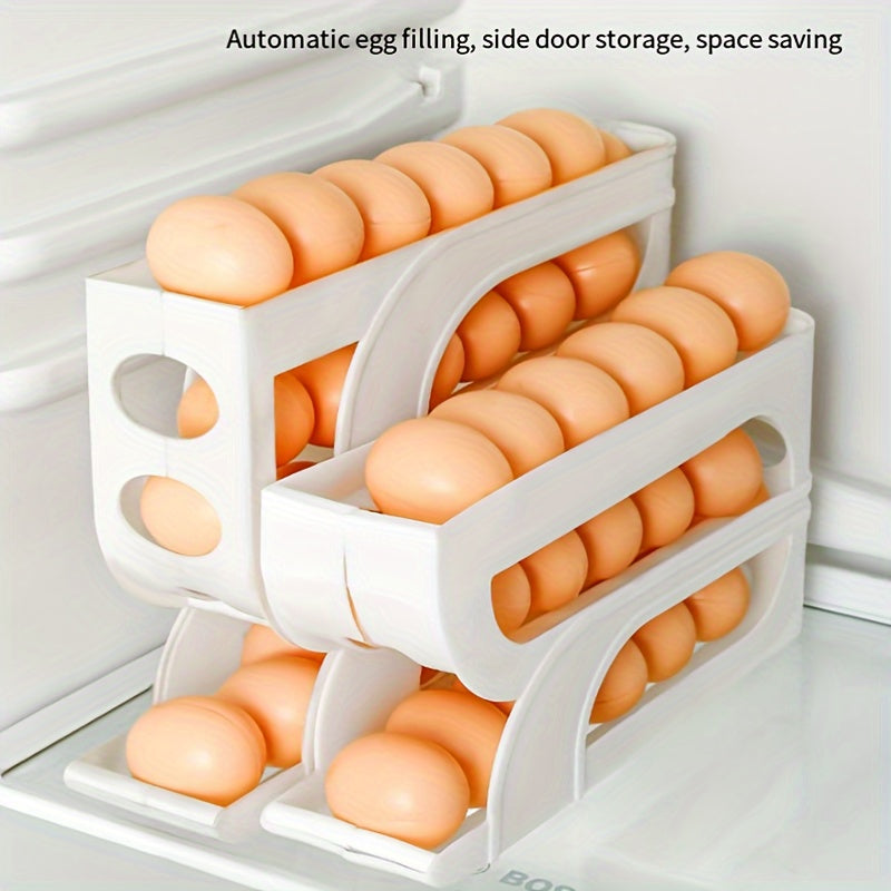 3-Tier Sliding Egg Holder Acrylic Kitchen Organizer Space-Saving Refrigerator Door