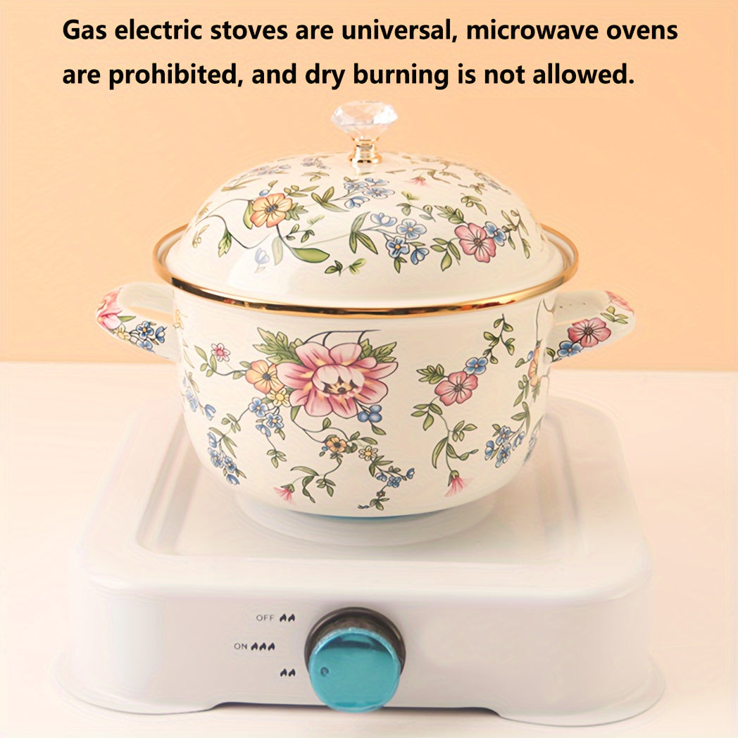 Enamel Double Ear Soup Pot Thickened High-Temperature Resistant for Electric Stove Gas Kitchenware