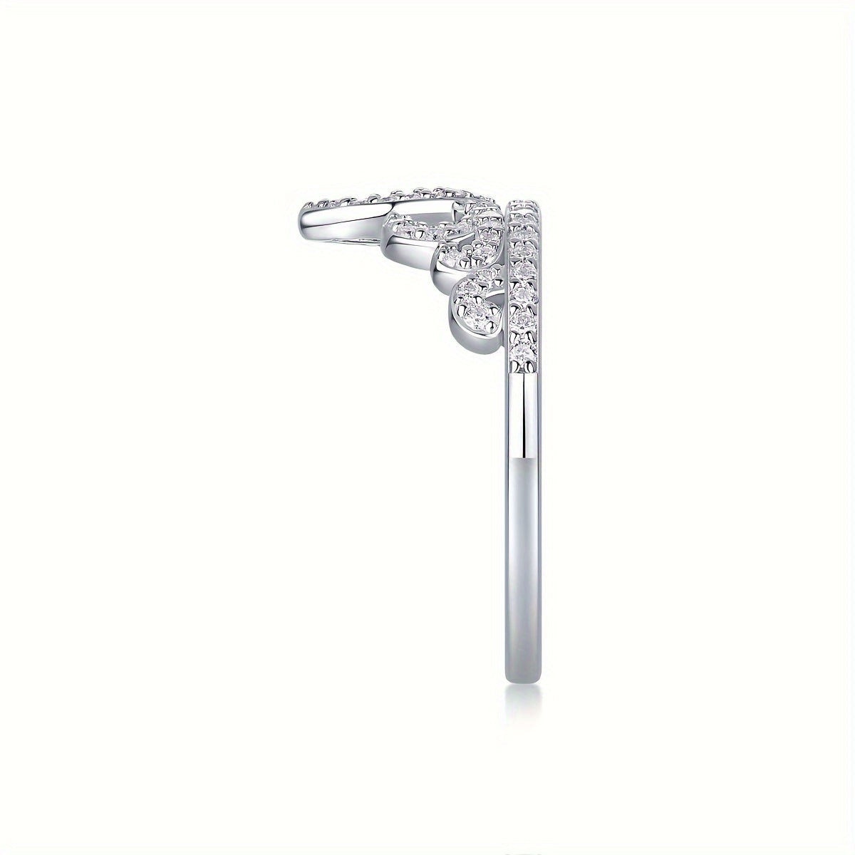 Sterling Silver Moissanite Crown Ring for Engagement Wedding Anniversary