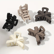 Set of 5 Small Frosted Black Bow Hair Clips for Princess Hairstyles