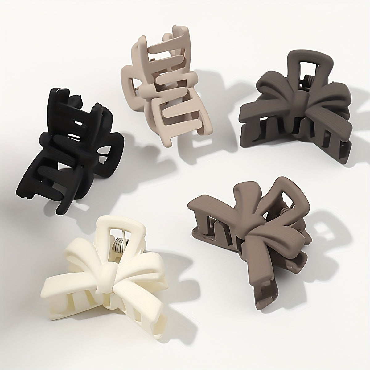 Set of 5 Small Frosted Black Bow Hair Clips for Princess Hairstyles