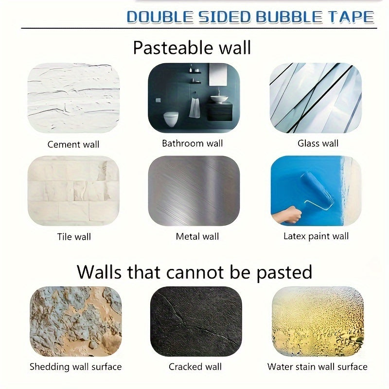 20 dona ikki tomonlama ko'pikli yopishqoq lenta, hammom aksessuarlarini o'rnatish uchun