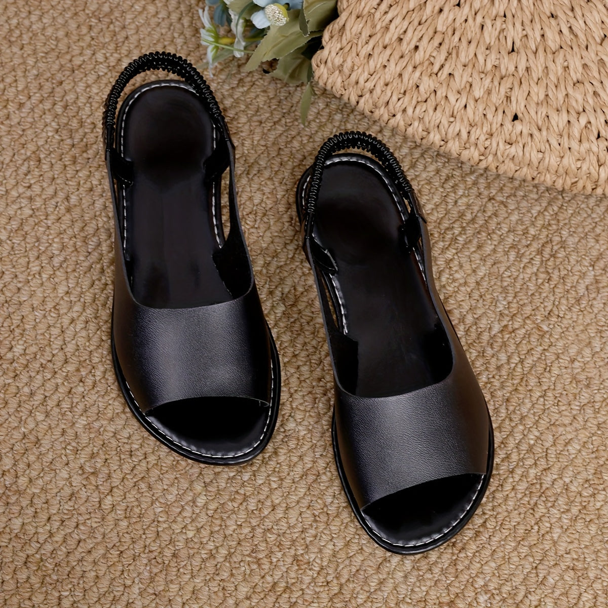 Women's Flat Sandals Open-Toe Summer Shoes Adjustable Straps White Yellow Brown Black