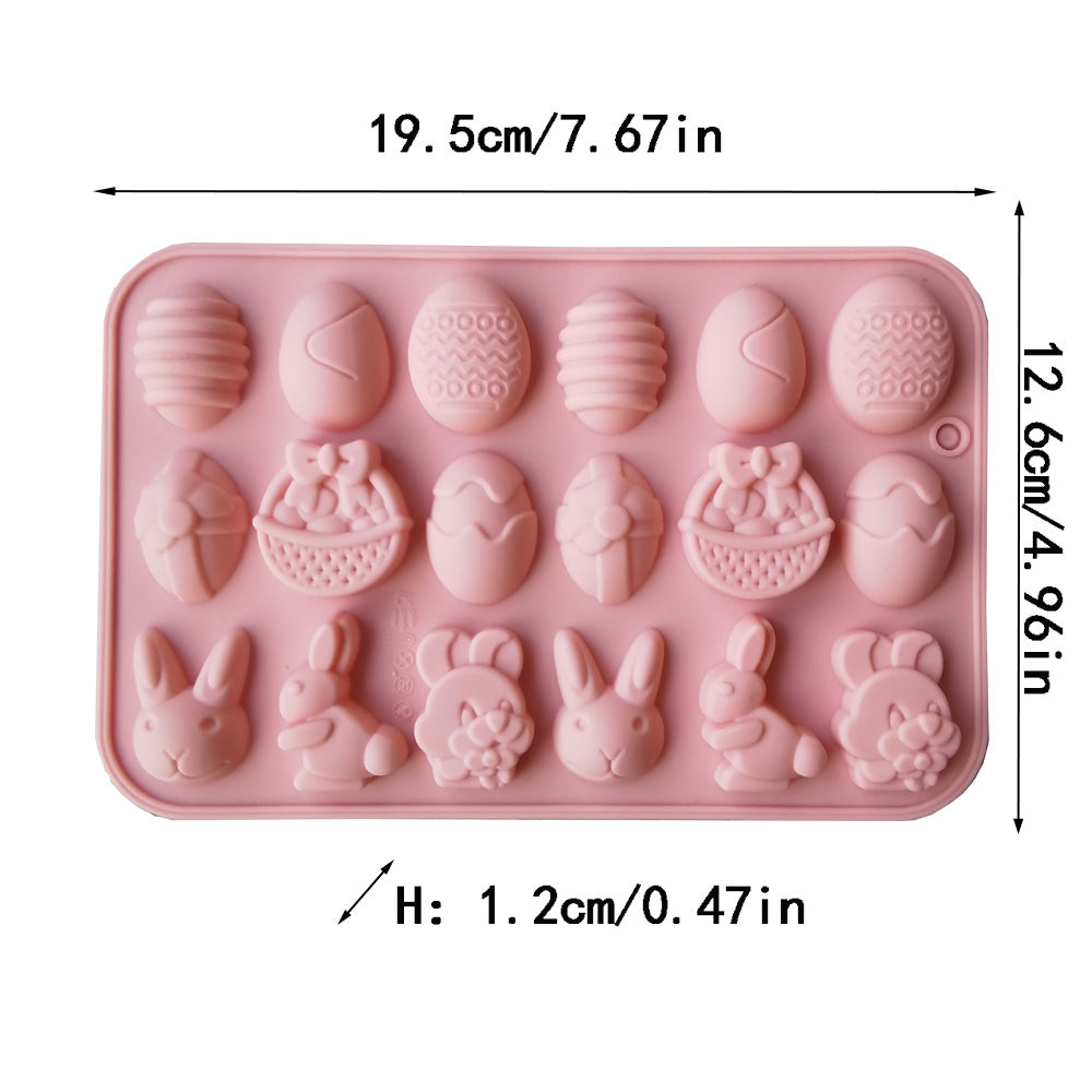 Silicone Easter Egg and Rabbit Candy Mold 18 Cavities for Handmade Cakes