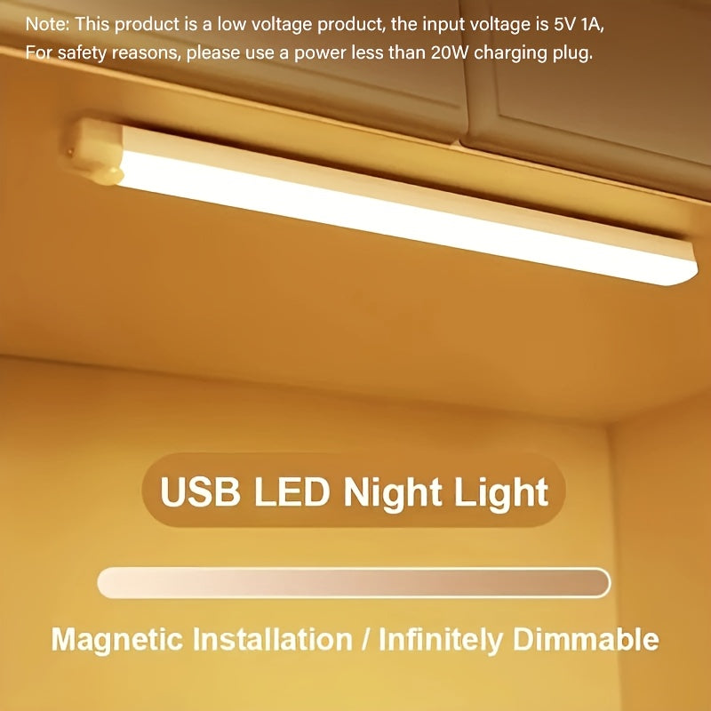 White Motion Sensor LED Light USB Rechargeable Magnetic for Kitchen Wardrobe Bedroom