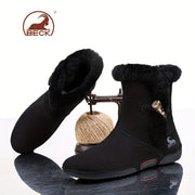 Women’s Winter Snow Boots Lined Collar Zipper Flat Rubber Sole