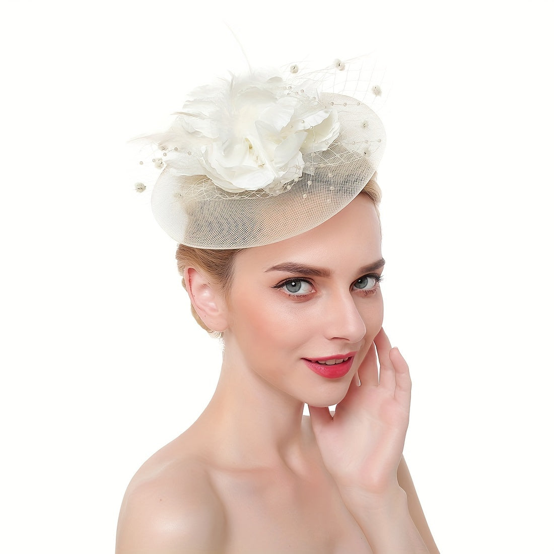 Women's Flower Shaped Fascinator Hat with Mesh for Tea Parties and Special Occasions