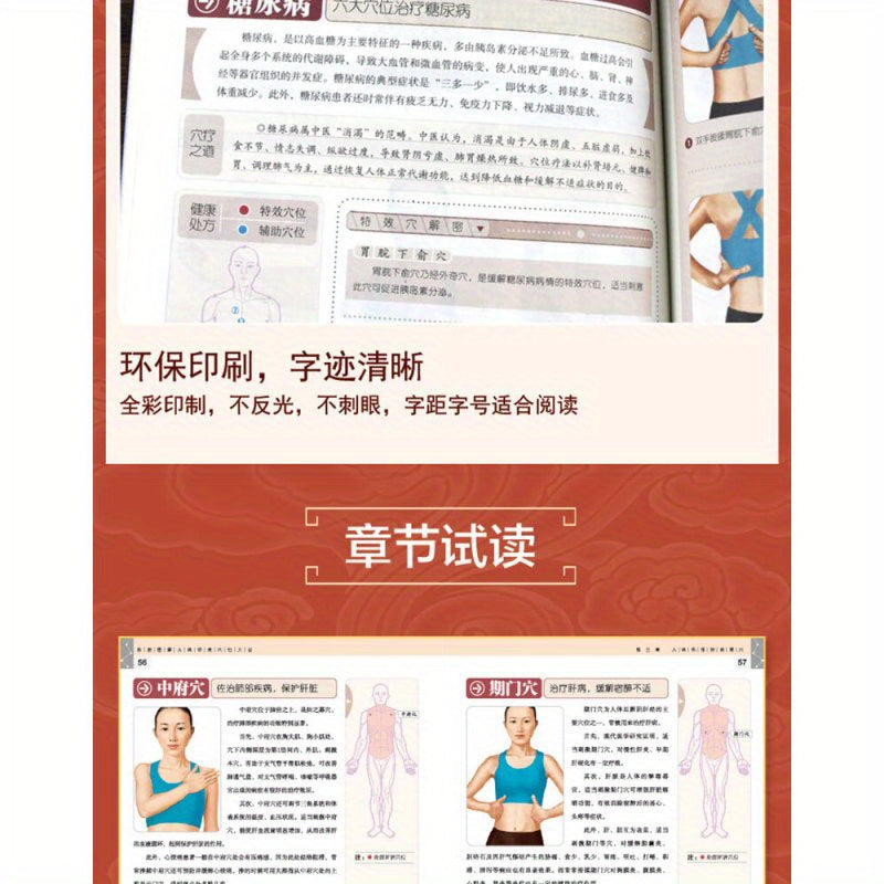 Colorful Illustrated Human Body Acupoints Book for Traditional Chinese Medicine and Disease Treatment