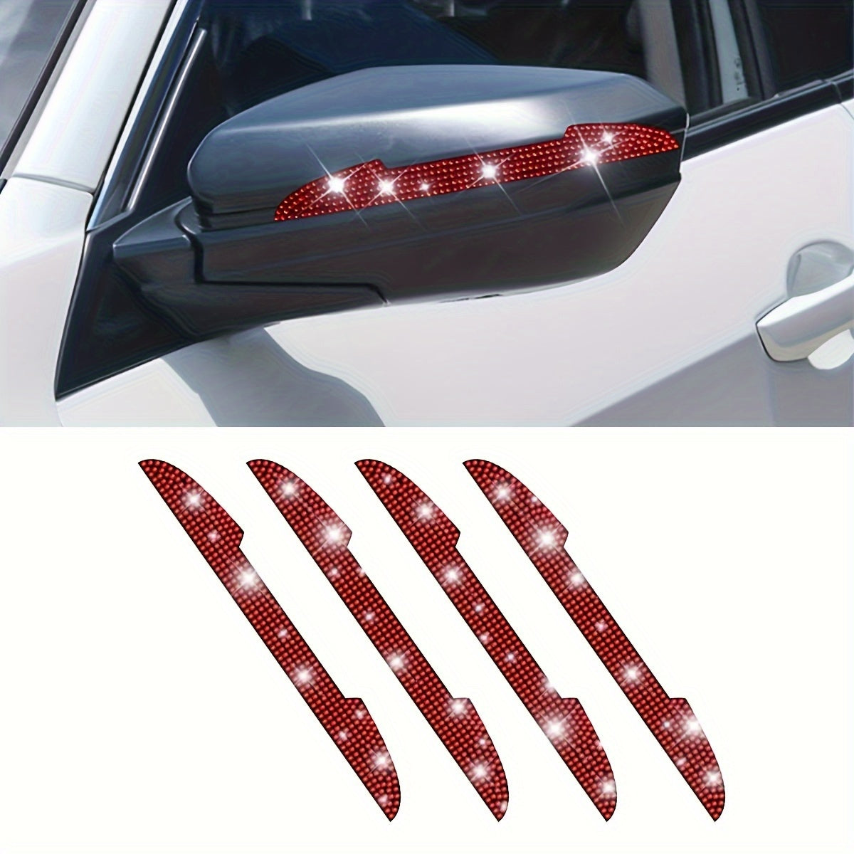 Set of 4 Rhinestone Car Door Handle Scratch Protectors for All Vehicles