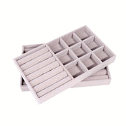 Caja de joyería de terciopelo para anillos, pendientes y almacenamiento de joyas