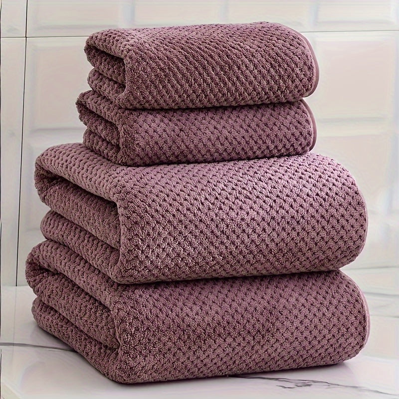 Luxury Mesh Bath Towel Set 2 Bath Towels 2 Hand Towels Quick-Dry Soft Polyester Nylon