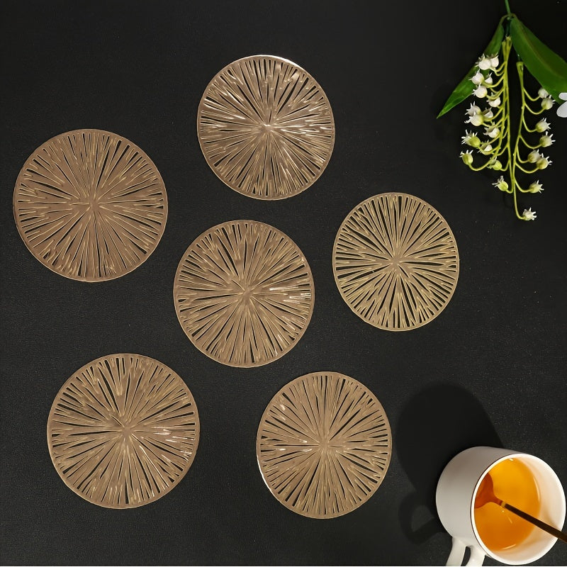 Set of 6 Fireworks Coasters PVC Washable Reusable Non-slip Heat Insulation for Coffee Wine Tea
