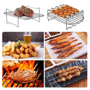 Noxud qotishma ikki qatlamli havo fritöre aksessuar - osonlik bilan gril, bug' va pishirish, elektr energiyasi talab qilinmaydi - oziq-ovqat xavfsiz oshxona asbobi