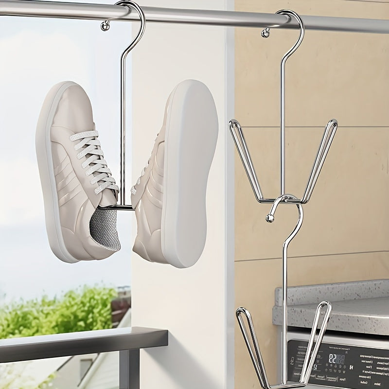 Stainless Steel Shoe Rack Organizer with Space-Saving Design for Indoor and Outdoor Use