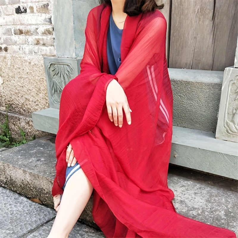 Women's Large Solid Color Scarf Lightweight Shawl for Casual Wear Windproof Sunscreen