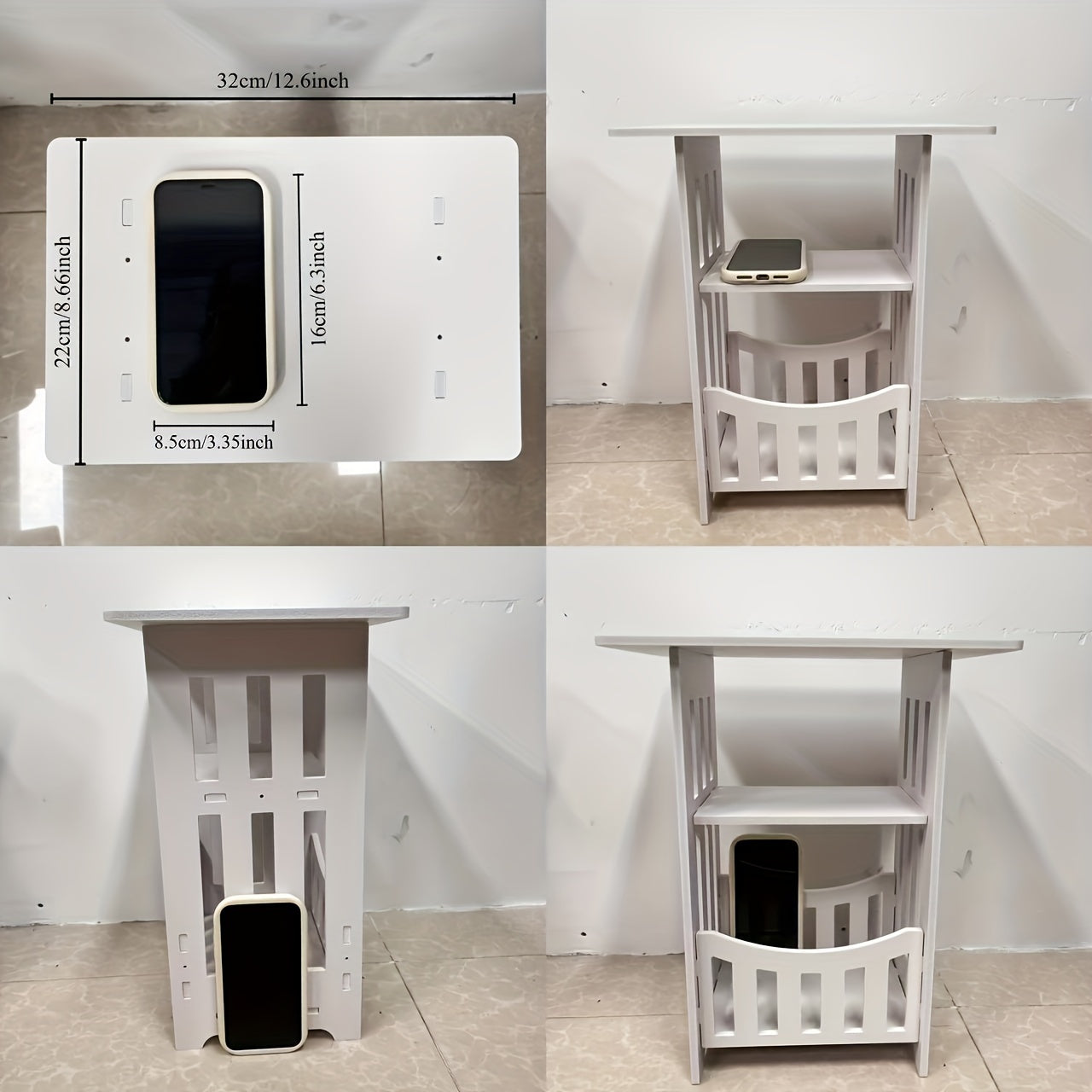 White Plastic Coffee Table with Storage, Nordic Style, Multi-Functional Side Table