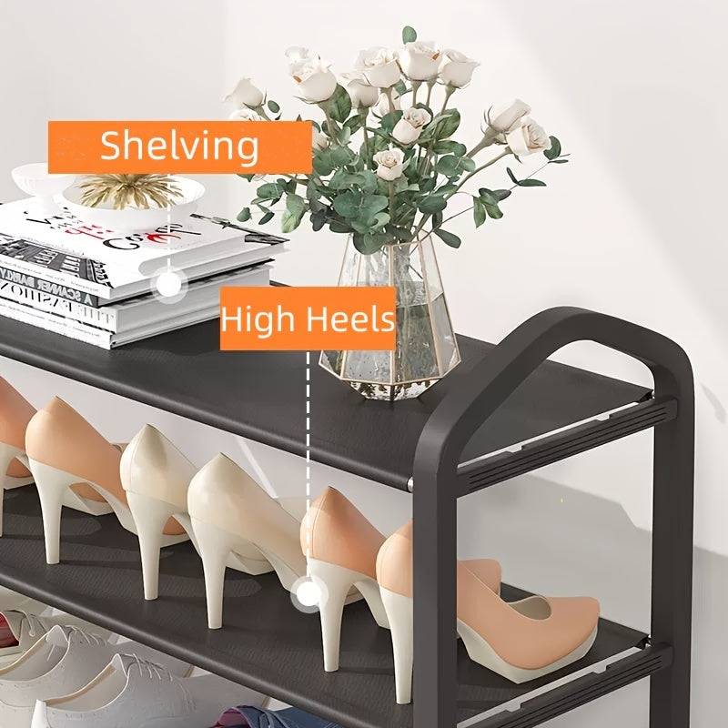 Черная 3-уровневая штабелируемая полка для обуви, пластиковый отдельно стоящий органайзер для гостиной, напольная полка для обуви без деревянных материалов - не требуется электричество или батарейки