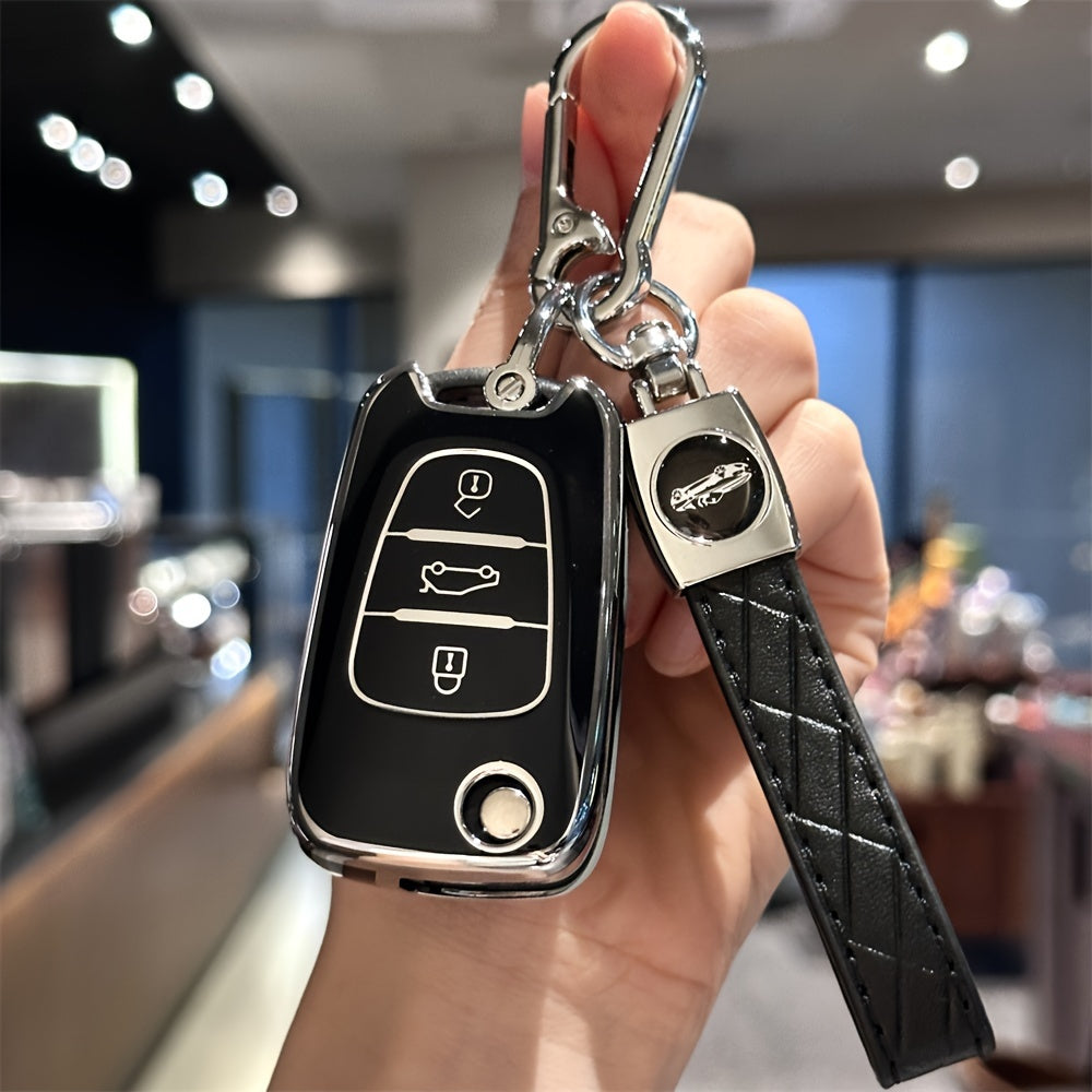 Car Key Shell Cover with Keychain TPU Remote Protector for Honda Kia Models