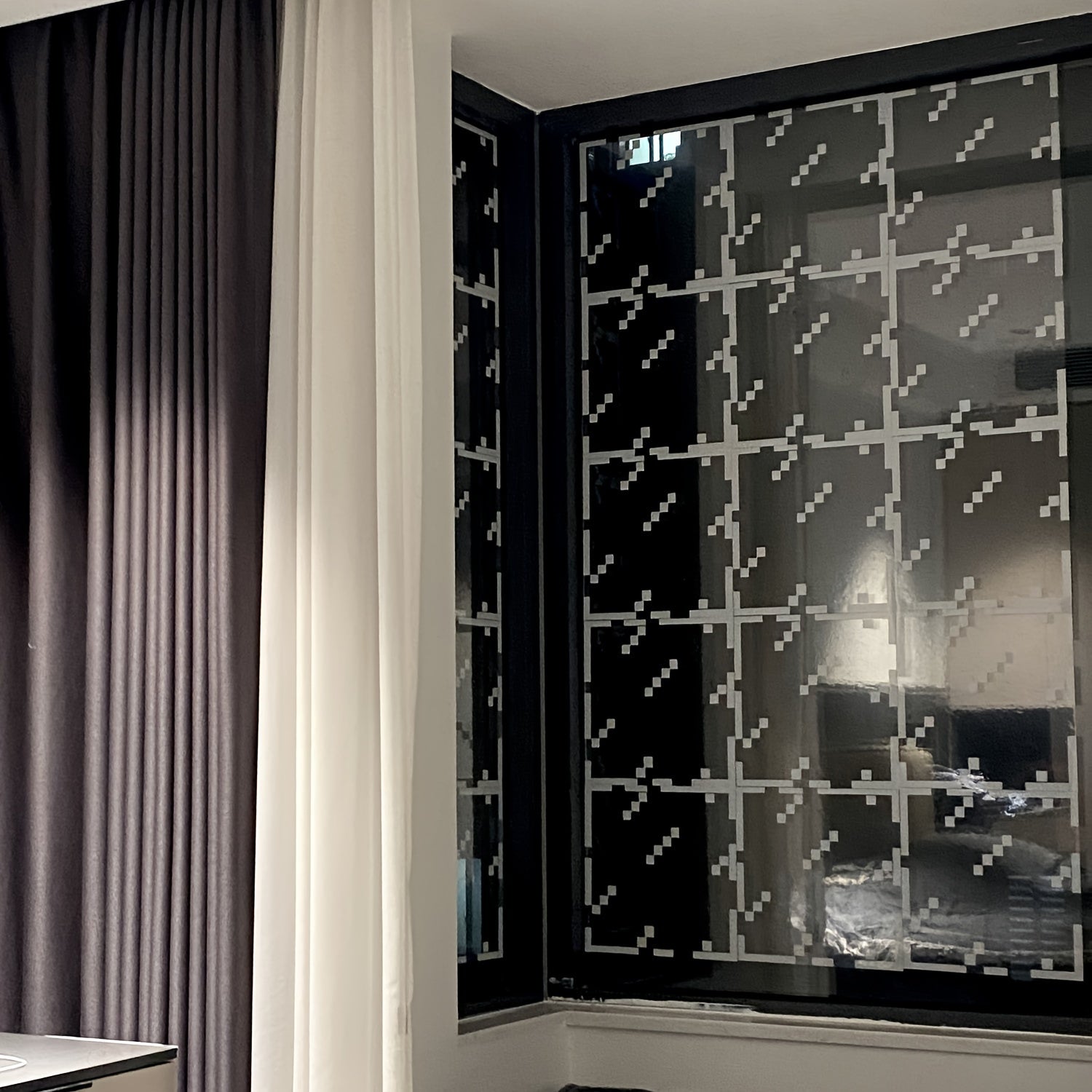 Glass Static Window Stickers Decorative Pixel Wind Self-Adhesive Home Decor