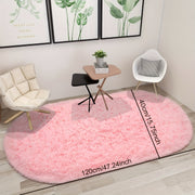 Light Gray Oval Area Rug Soft Plush Polyester Bedroom Living Room Decor