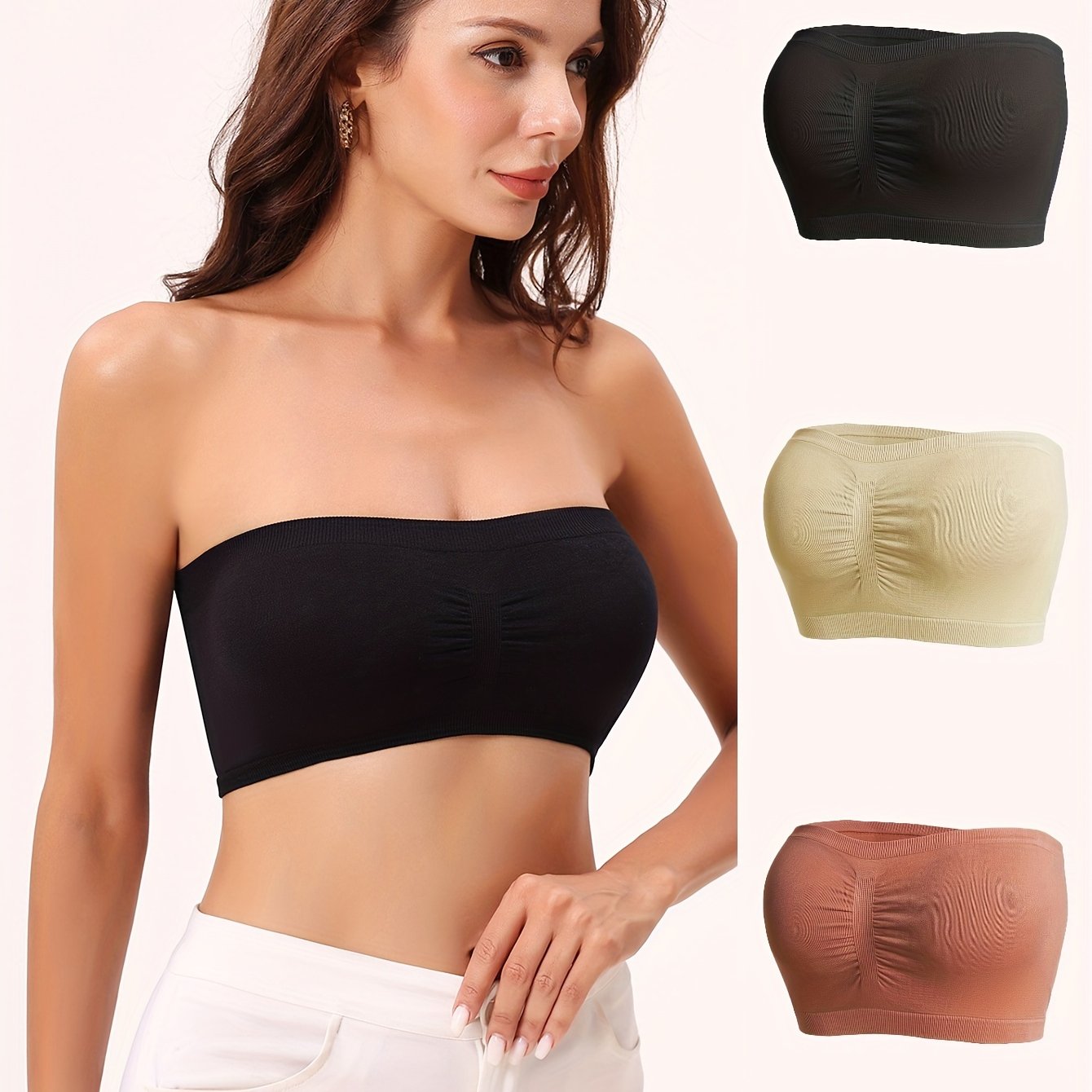 Women's Strapless Bandeau Bras Soft Stretch Comfortable Lingerie Underwear