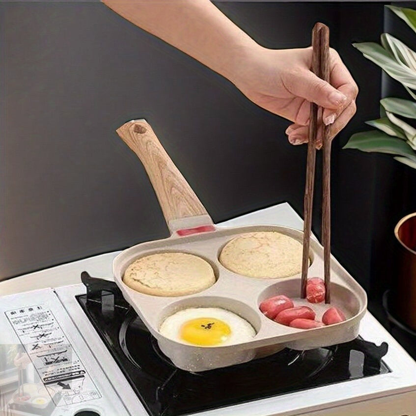 Olla de sopa de 4 secciones antiadherente con tapa, libre de Teflón, utensilios de cocina de fondo plano