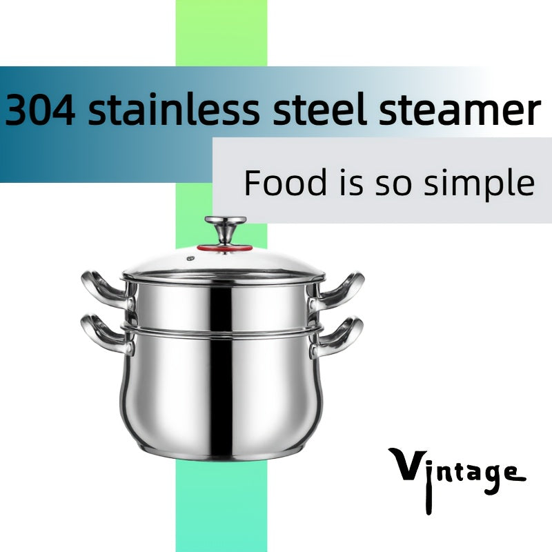 Stainless Steel Steamer Set 3 Pieces Double Thickened Multi-Use Kitchen Dining