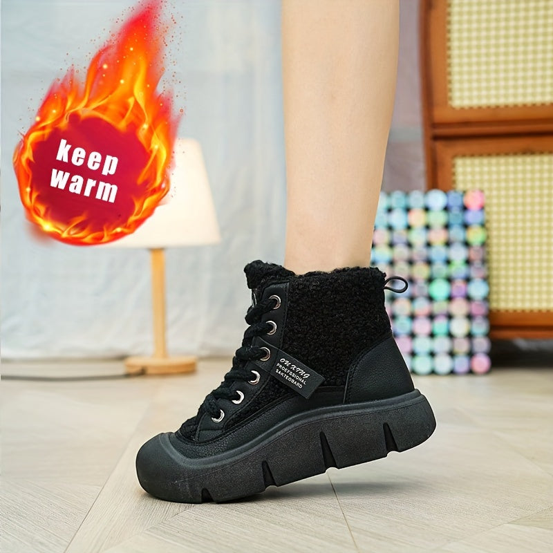 Women's Plush Thick Warm High-Top Winter Snow Boots With Adjustable Strap