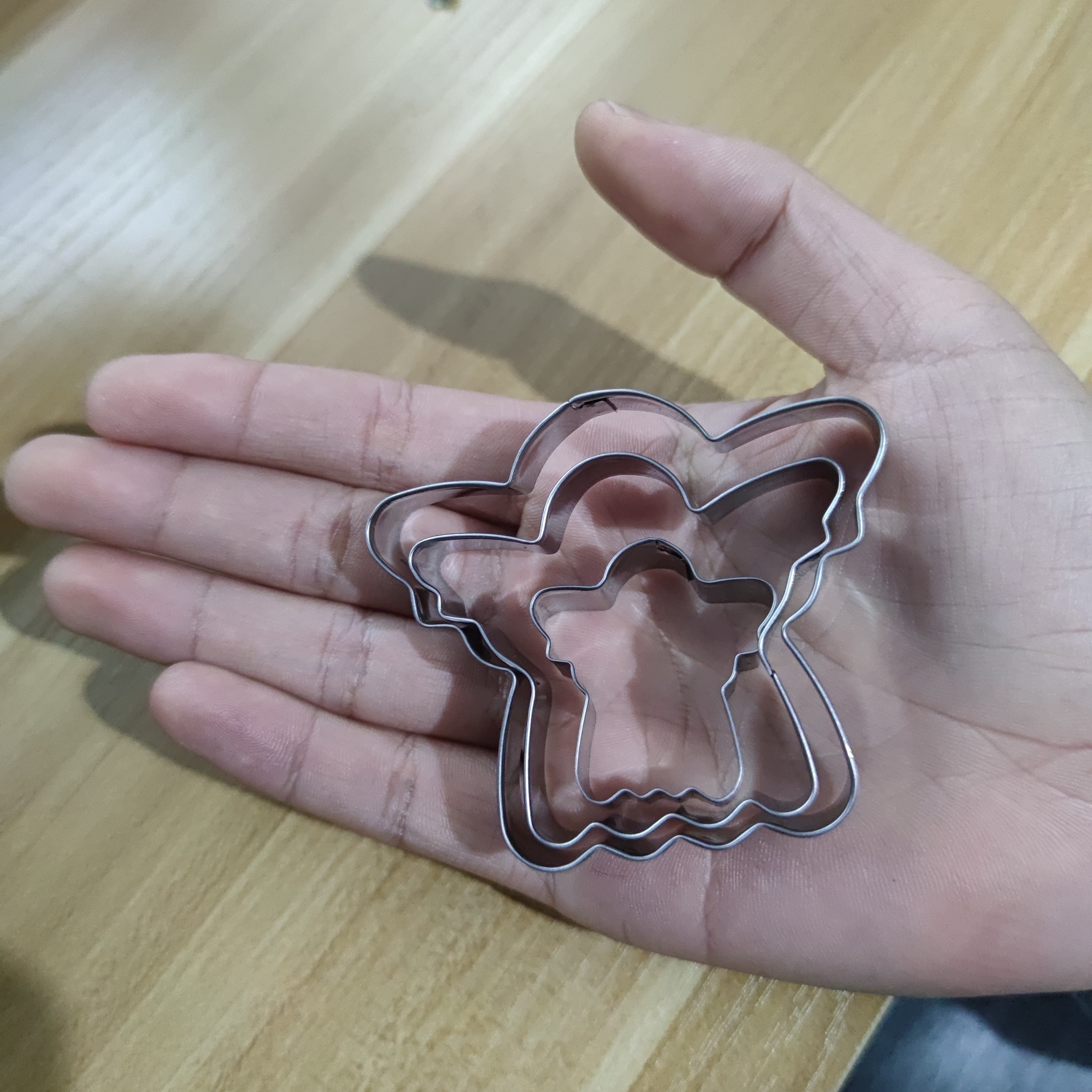 Set of 3 Stainless Steel Biscuit Cutters Angel Cupid Pastry Mold for Cookies and Cakes