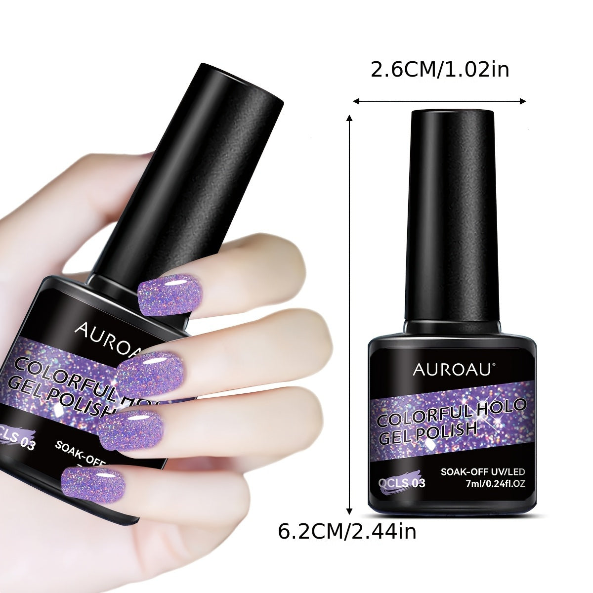 Vibrant Holographic Glitter Gel Nail Polish Long-Lasting Fast-Drying Alcohol-Free