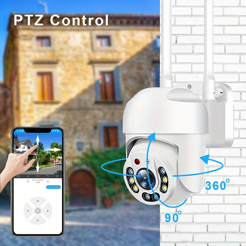 Outdoor WiFi Security Camera with PTZ Auto Tracking Full Color Night Vision AI Motion Detection Two-Way Audio Waterproof 1080p