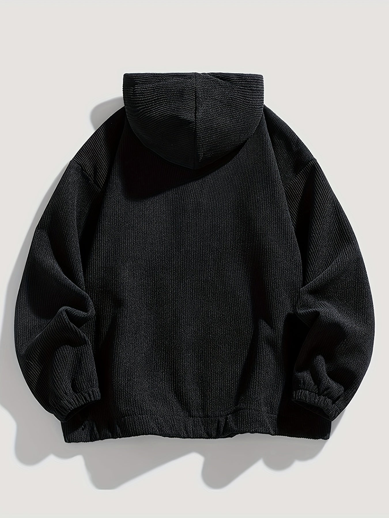 Men's Cozy Knit Zip-Up Hoodie with Drop Shoulder Sleeves for Casual Winter Wear