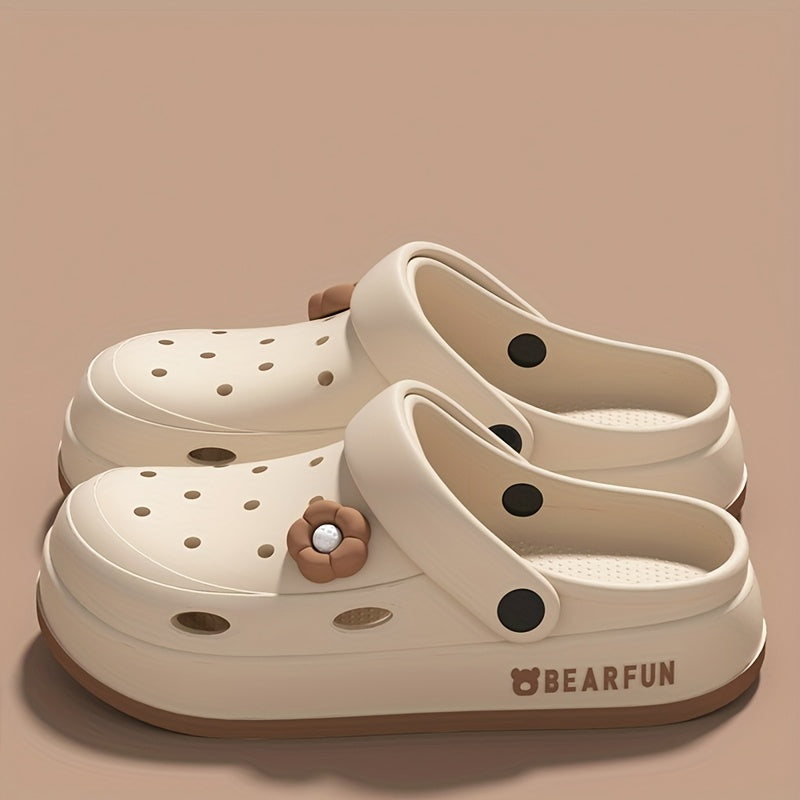 Women's Thick-Soled EVA Clogs with Cartoon Print for Summer Beach Outdoor